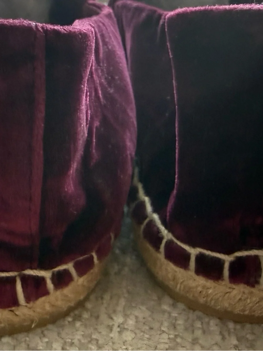 Tory Burch Burgundy Velvet Espadrilles with Embroidered Silver. Size 10.5. $396